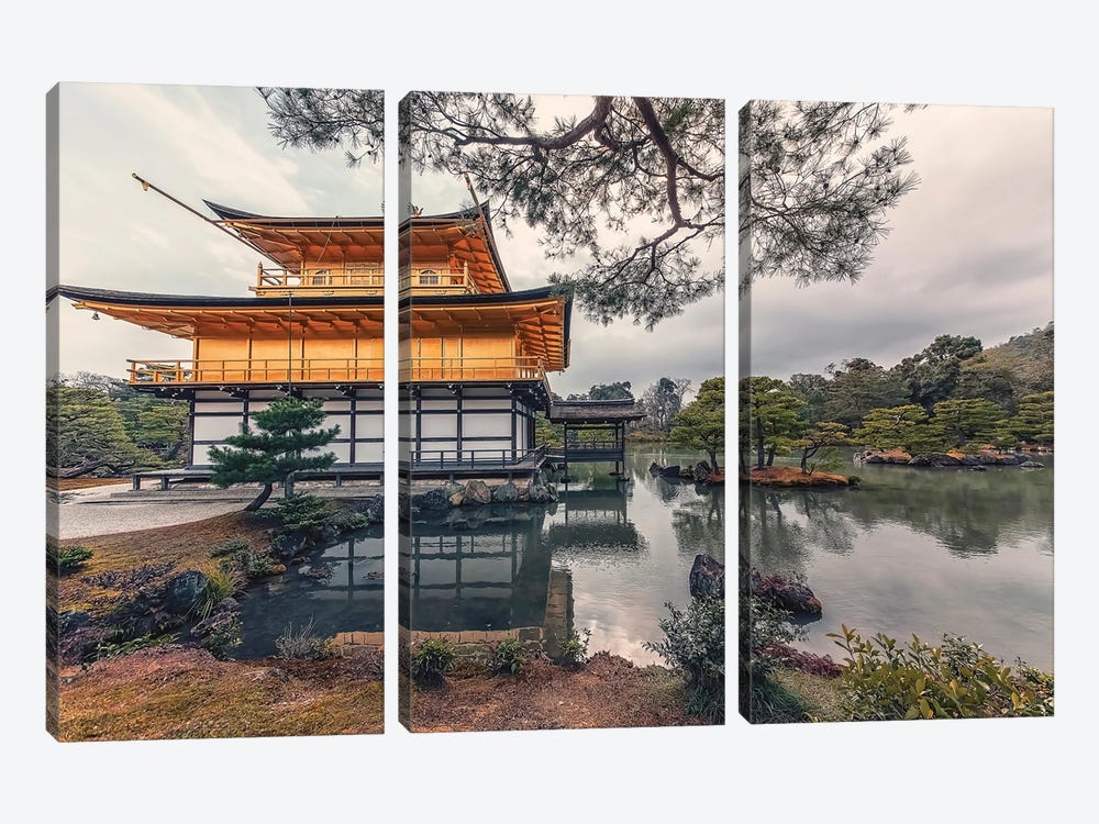 Kinkaku-Ji Backside by Manjik Pictures 3-piece Canvas Art