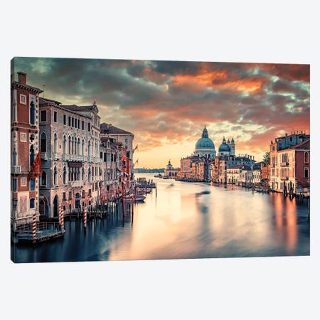 Sunrise Over The Grand Canal Canvas Print #EMN1608} by Manjik Pictures Canvas Wall Art