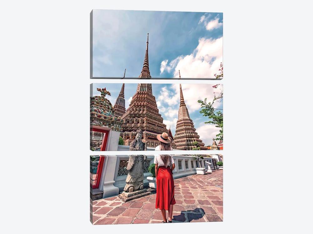 Tourism In Bangkok by Manjik Pictures 3-piece Canvas Art Print