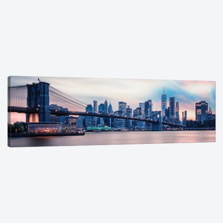 Pink New York Evening Canvas Print #EMN1617} by Manjik Pictures Canvas Wall Art