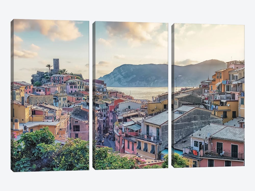 Evening In Vernazza by Manjik Pictures 3-piece Canvas Artwork