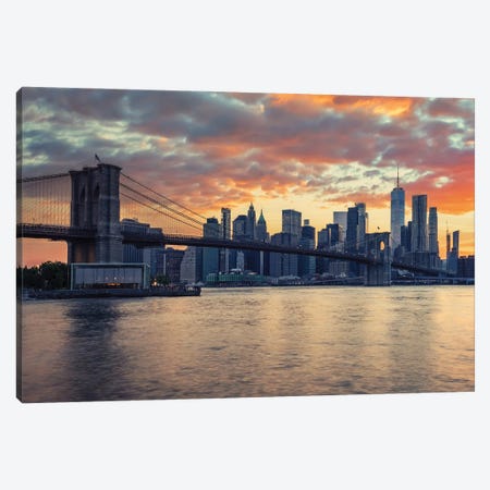 NYC Sunset Canvas Print #EMN1636} by Manjik Pictures Canvas Art