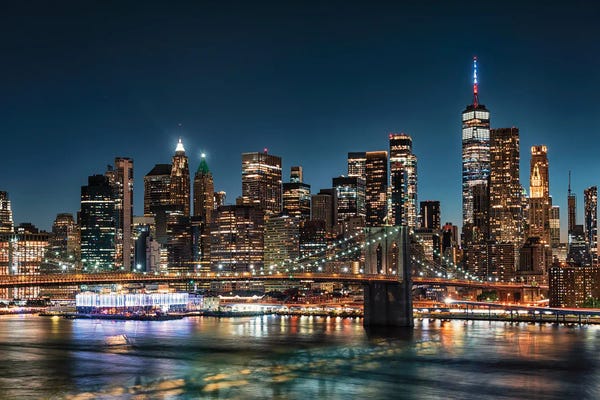 Canvas Print: New York By Night by Manjik Pictures