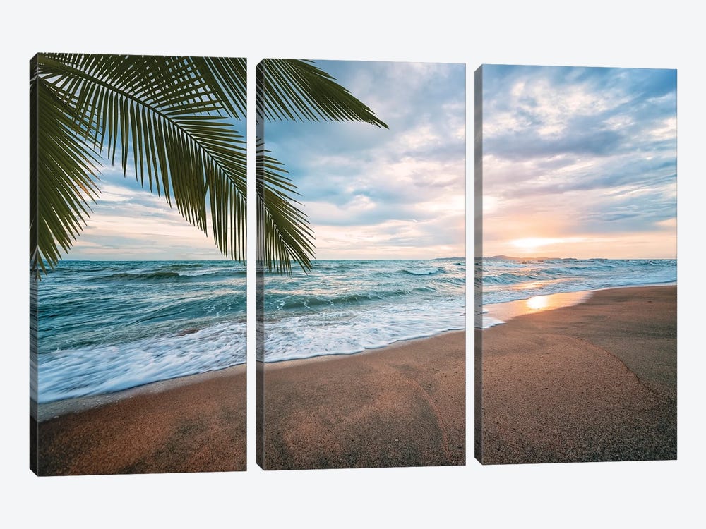 Evening On The Beach by Manjik Pictures 3-piece Canvas Artwork