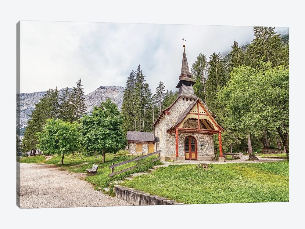 Chapel In The Dolomites by Manjik Pictures 1-piece Canvas Artwork