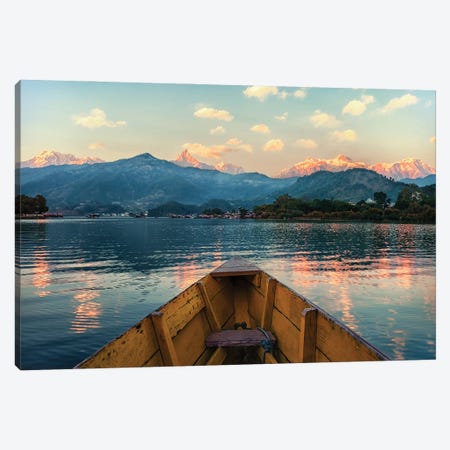 Phewa Lake At Sunset Canvas Print #EMN1661} by Manjik Pictures Canvas Art