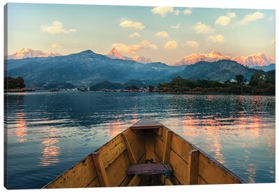 Phewa Lake At Sunset Canvas Art Print - Nepal