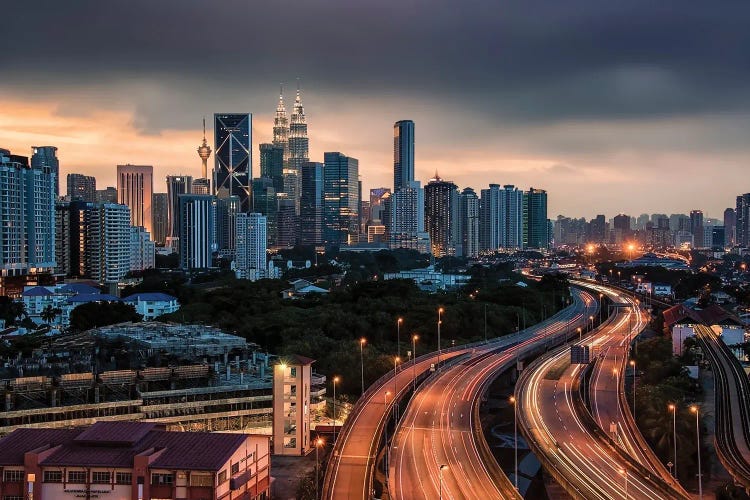 Kuala Lumpur At Sunset by Manjik Pictures wall art