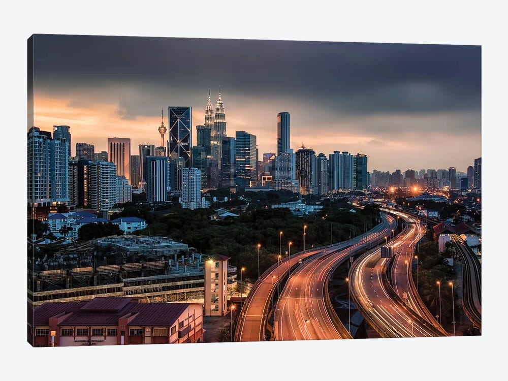 Kuala Lumpur At Sunset by Manjik Pictures 1-piece Canvas Art Print