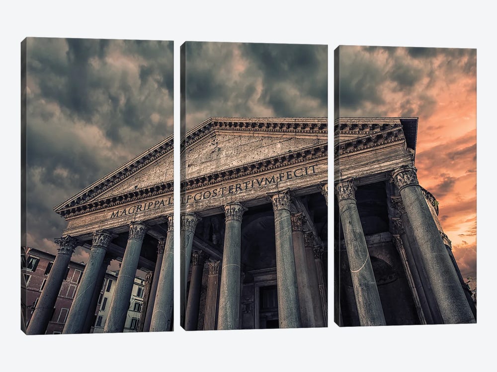The Pantheon In Rome by Manjik Pictures 3-piece Canvas Art Print