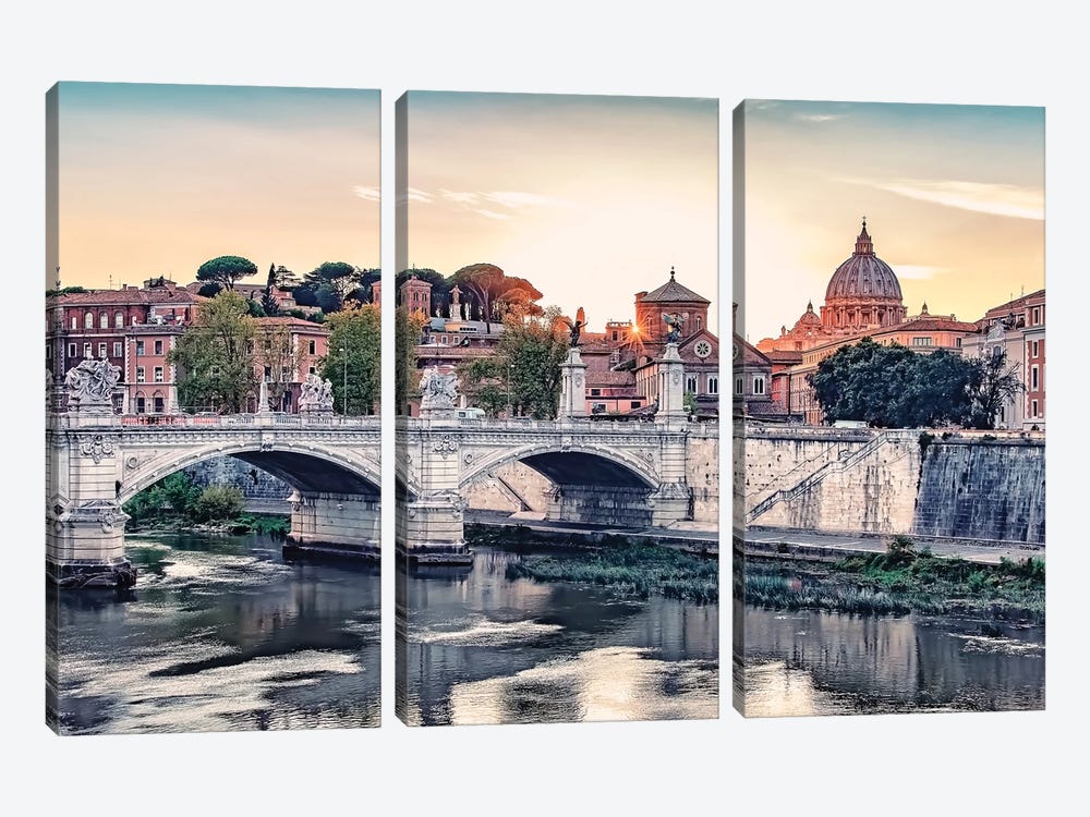 Evening In Rome by Manjik Pictures 3-piece Canvas Wall Art