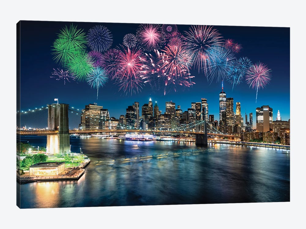 Fireworks In New York by Manjik Pictures 1-piece Canvas Wall Art