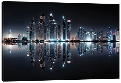 Dubai Marina Reflection Canvas Art Print - United Arab Emirates Art
