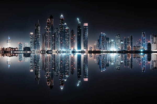United Arab Emirates: Dubai Marina Reflection by Manjik Pictures