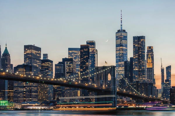 New York City Skylines: Beautiful Evening by Manjik Pictures