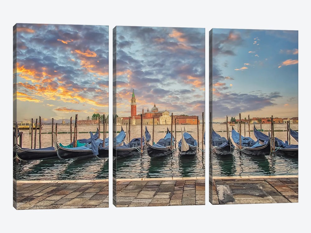 Sweet Light In Venice by Manjik Pictures 3-piece Canvas Art Print