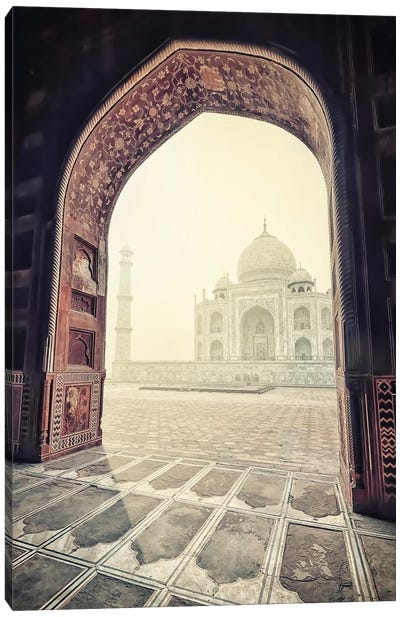 Sepia Taj Canvas Art Print - The Seven Wonders of the World