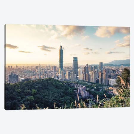 Taipei City At Sunset Canvas Print #EMN1695} by Manjik Pictures Canvas Art