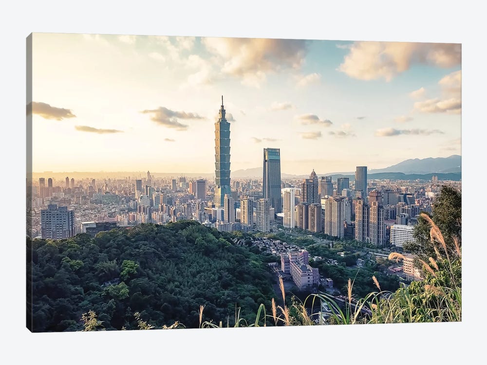 Taipei City At Sunset by Manjik Pictures 1-piece Canvas Artwork