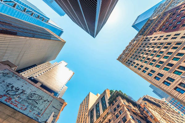 Canvas Print: Corner Street In Manhattan by Manjik Pictures