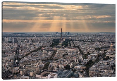 Sunbeam On Paris City Canvas Art Print - Manjik Pictures