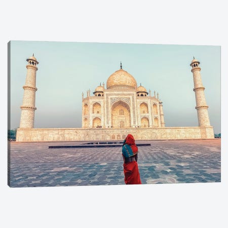 Alone At The Taj Mahal Canvas Print #EMN1706} by Manjik Pictures Canvas Art