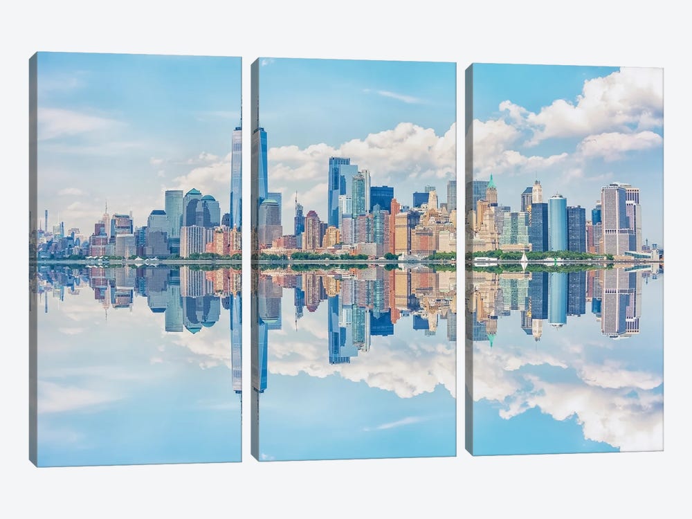 New York City Reflection by Manjik Pictures 3-piece Canvas Print