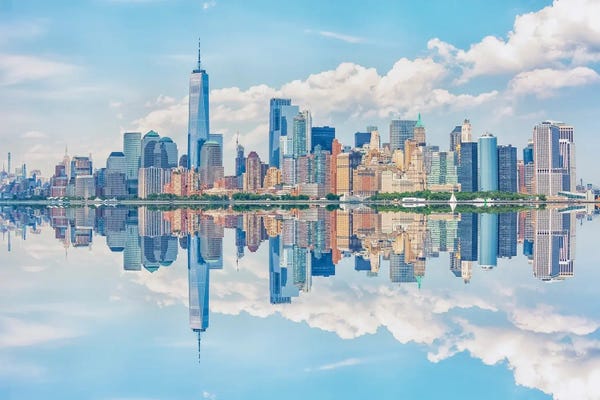 New York City Skylines: New York City Reflection by Manjik Pictures