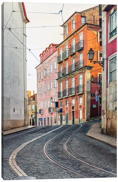 Street In Lisbon Canvas Art Print - Manjik Pictures