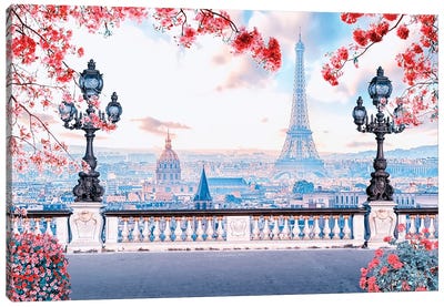 Flowers In Paris Canvas Art Print - Manjik Pictures