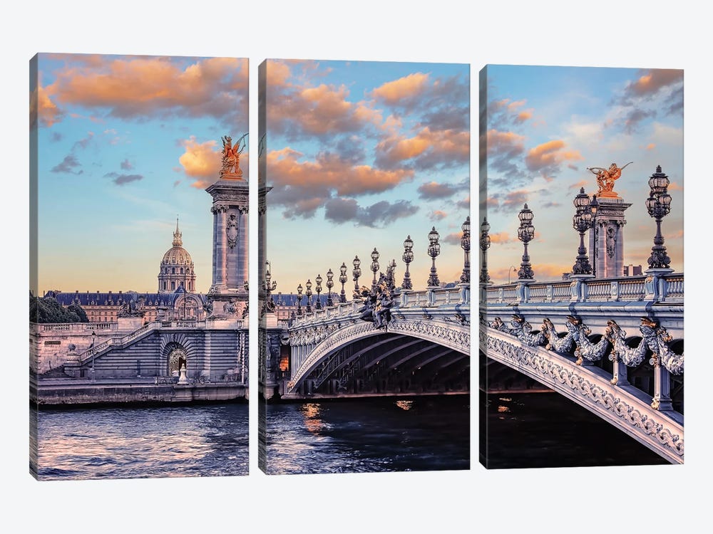 Alexandre III At Sunset by Manjik Pictures 3-piece Canvas Wall Art