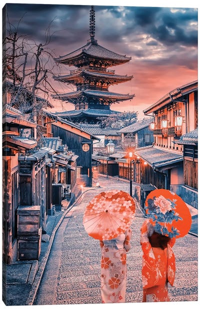 Old Kyoto Canvas Art Print - Pagodas