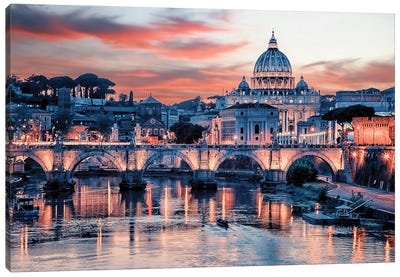 Pink Rome Canvas Art Print - Rome Skylines