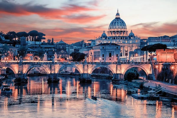 Rome Skylines: Pink Rome by Manjik Pictures