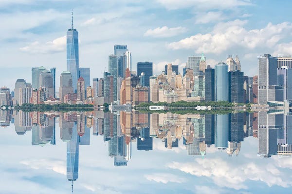 New York City Skylines: New York Crystal Reflection by Manjik Pictures