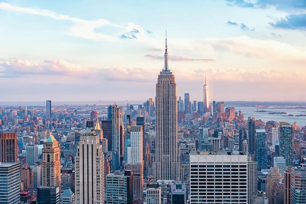 Canvas Print: Manhattan At Sunset by Manjik Pictures