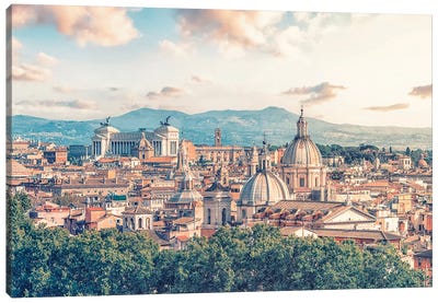 Rome In The Evening Canvas Art Print - Rome Skylines