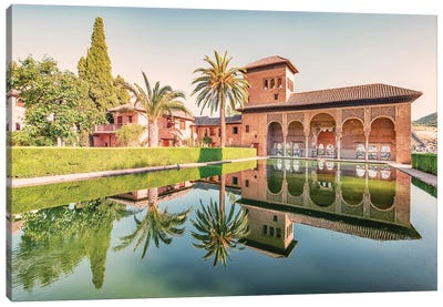 Alhambra Gardens Canvas Art Print - Swimming Pool Art