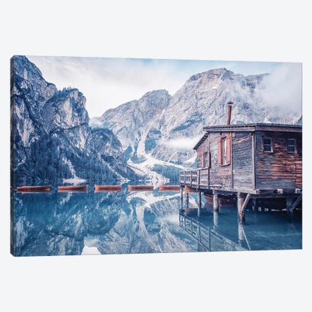 Braies Lake Canvas Print #EMN228} by Manjik Pictures Canvas Wall Art