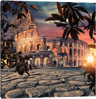 Colosseum Sunrise Canvas Art Print - Ancient Ruins Art