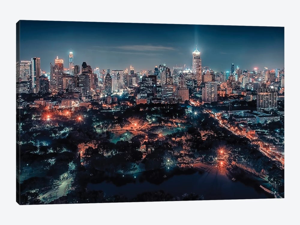 Bangkok City Lights by Manjik Pictures 1-piece Art Print