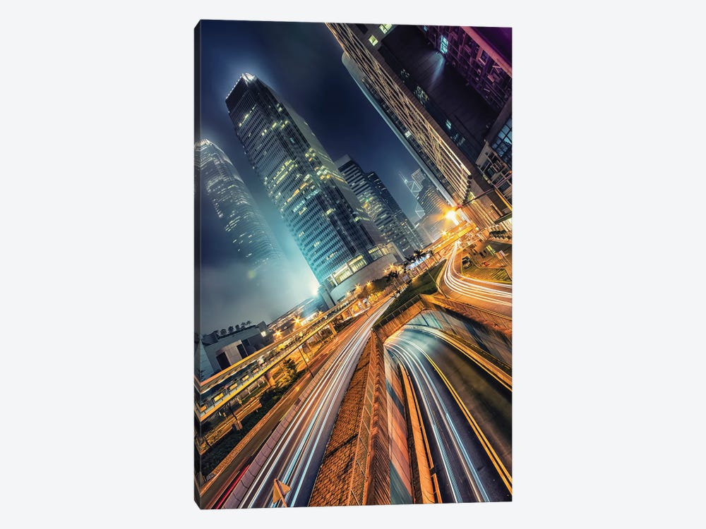 Hong Kong Night by Manjik Pictures 1-piece Canvas Print