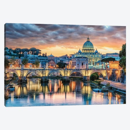 Sunset In Rome Canvas Print #EMN347} by Manjik Pictures Canvas Art
