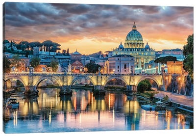 Sunset In Rome Canvas Art Print - Manjik Pictures