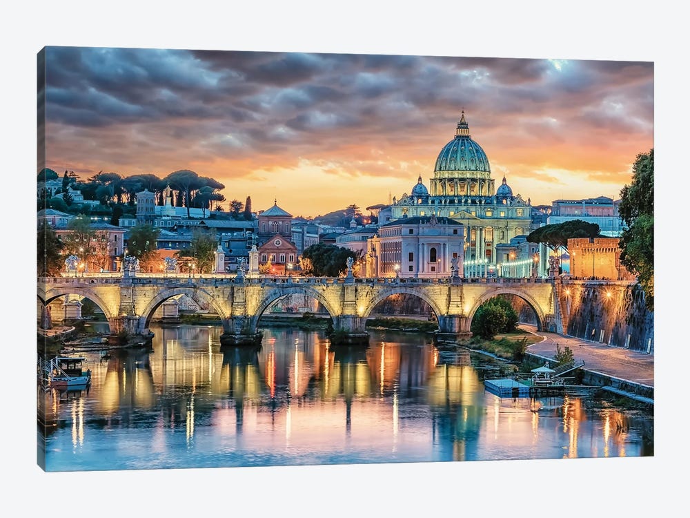 Sunset In Rome by Manjik Pictures 1-piece Canvas Wall Art