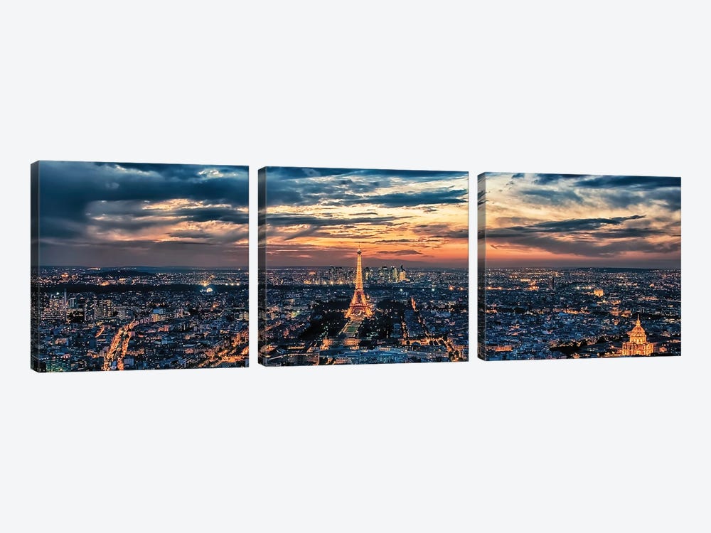 Paris City Lights by Manjik Pictures 3-piece Canvas Wall Art