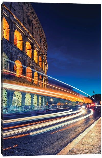Night In Rome Canvas Art Print - The Colosseum