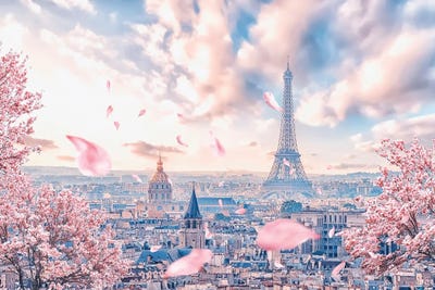 French Sakura Canvas Artwork by Manjik Pictures | iCanvas