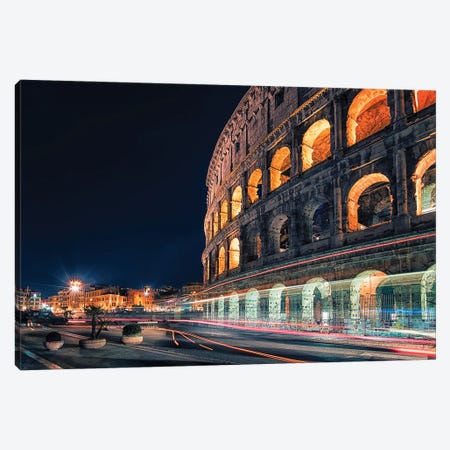 Colosseum By Night Canvas Print #EMN494} by Manjik Pictures Canvas Art