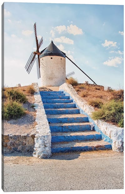 Windmill In La Mancha Canvas Art Print - Watermill & Windmill Art